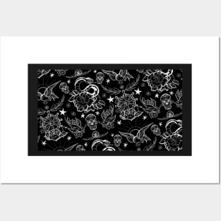 Black and White Inked Alternative Flash Pattern Posters and Art